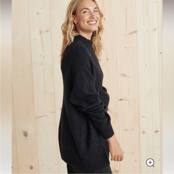 Jenni Kayne Sweater Oversized Cotton Ribbed Knit Alpaca Wool Charcoal XXS EUC - Picture 11 of 11